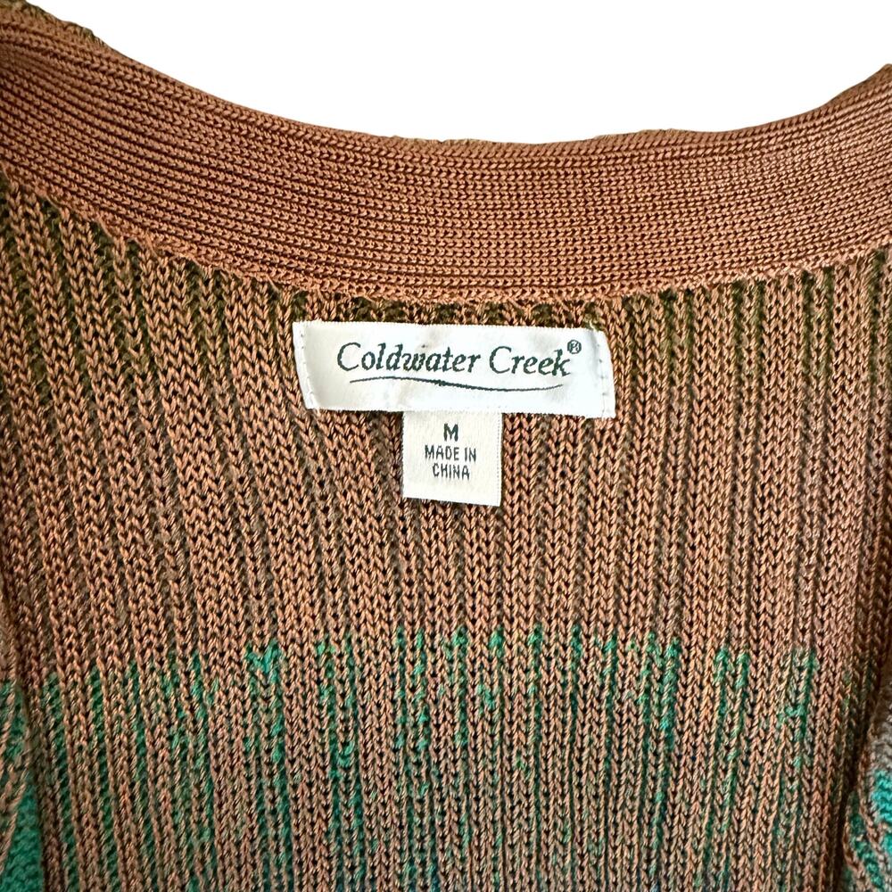 striped Knit Cardigan Single Button Earth Tone Sweater M Whimsygoth - Picture 3 of 9